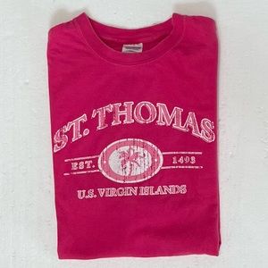 St. Thomas Short Sleeved T-Shirt, Bright Pink, Gildan, Size 2XL